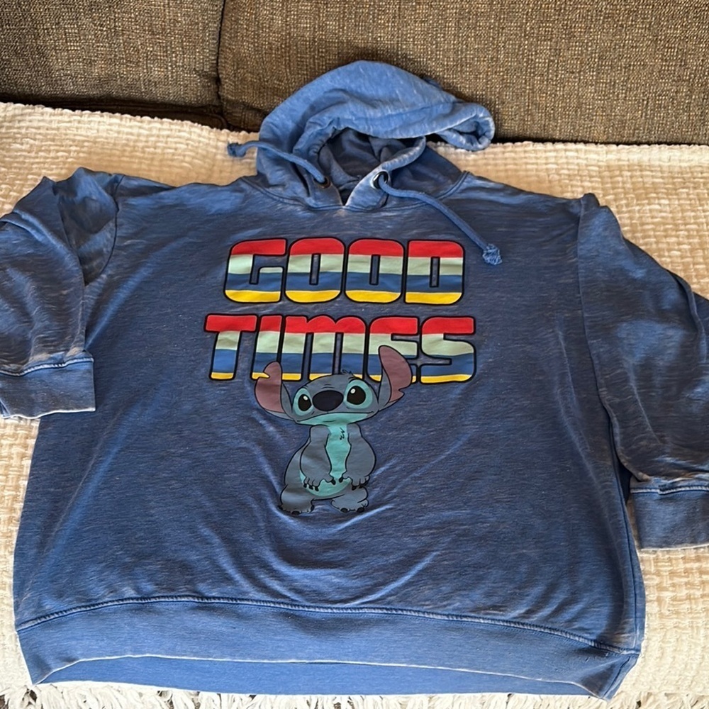 Gently Loved Disney Blue Graphic Stitch Hoodie Unisex